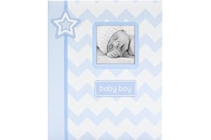 Lil Peach Chevron Baby Memory Journal Book, Baby Keepsake Journal, Blue