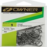 Owner SSW Needle Point Hooks: Black #1 Pro Pk
