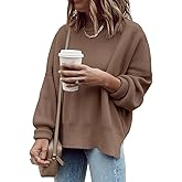 Imily Bela Womens Oversized Tunic Sweaters Fall Slouchy Long Sleeve Ribbed Knit Side Slit Pullover Jumper