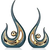LCCCK 2-Pack Modern Abstract Art Home Decor Accent, Contemporary Statues Coffee Table Decor for Living Room, Dining Room Centerpieces, Ceramic Sculptures and Gold Knick Knacks for TV Stand Decor