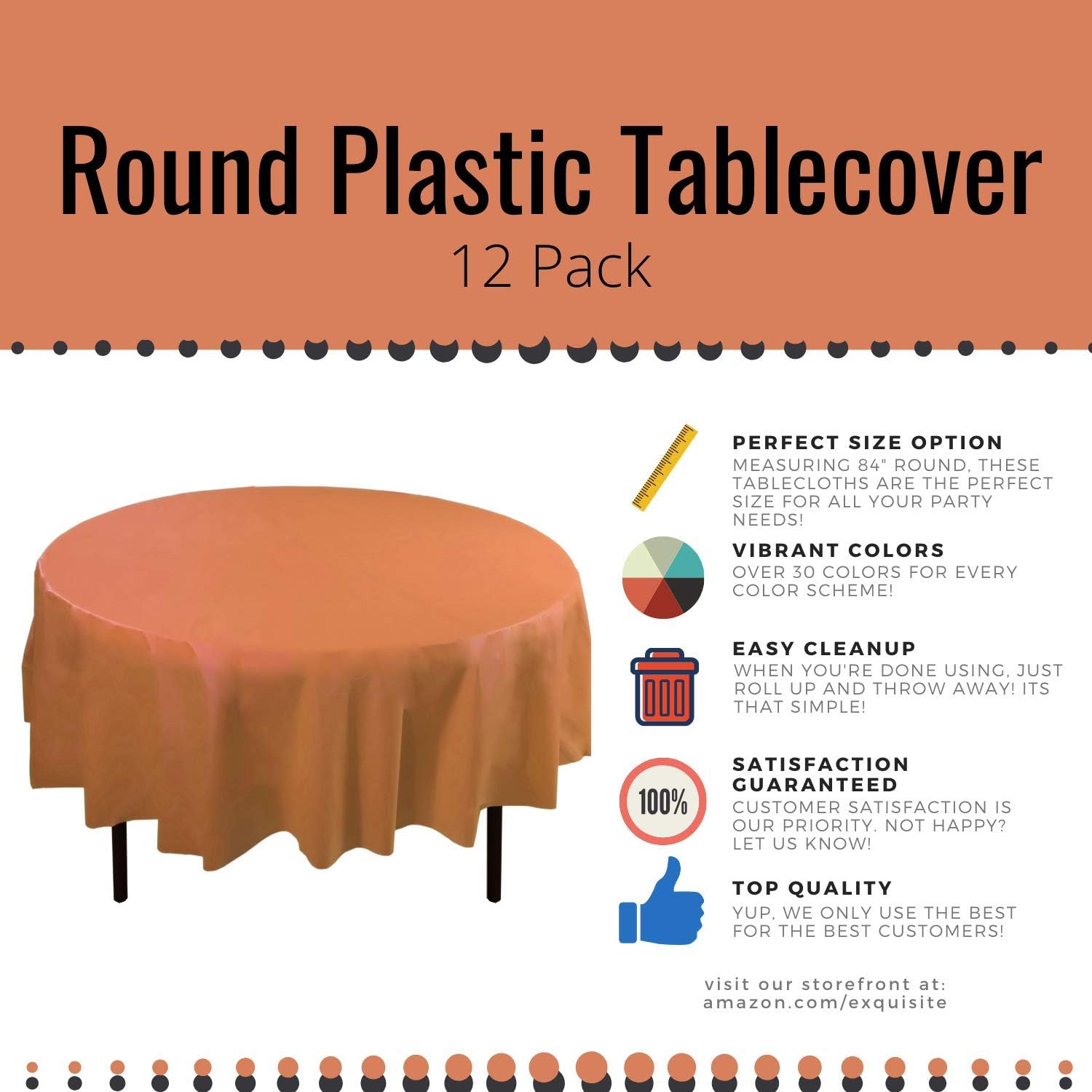Exquisite 12-Pack Premium Plastic Tablecloth 54 Inch. x 108 Inch. Rectangle Table Cover-White: Kitchen & Dining
