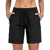 CHRLEISURE Women's Hiking Cargo Shorts, 7'' Zipper Pockets Quick Lightweight Summer Shorts for Women Athletic Golf