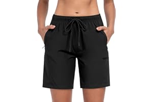 CHRLEISURE Women's Hiking Cargo Shorts, 7'' Zipper Pockets Quick Lightweight Summer Shorts for Women Athletic Golf