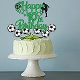 Gidobo 10th Birthday Cake Toppers Football Green Glitter Boys view 7