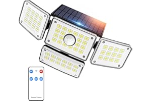 iMaihom Solar Outdoor Lights 6500K, 224 LED Light Solar Lights for Outside, 4 Adjustable Heads 3 Mode Solar Powered Outdoor Lights with Remote, IP65 Waterproof Solar Flood Lights for Yard Patio 1 Pack