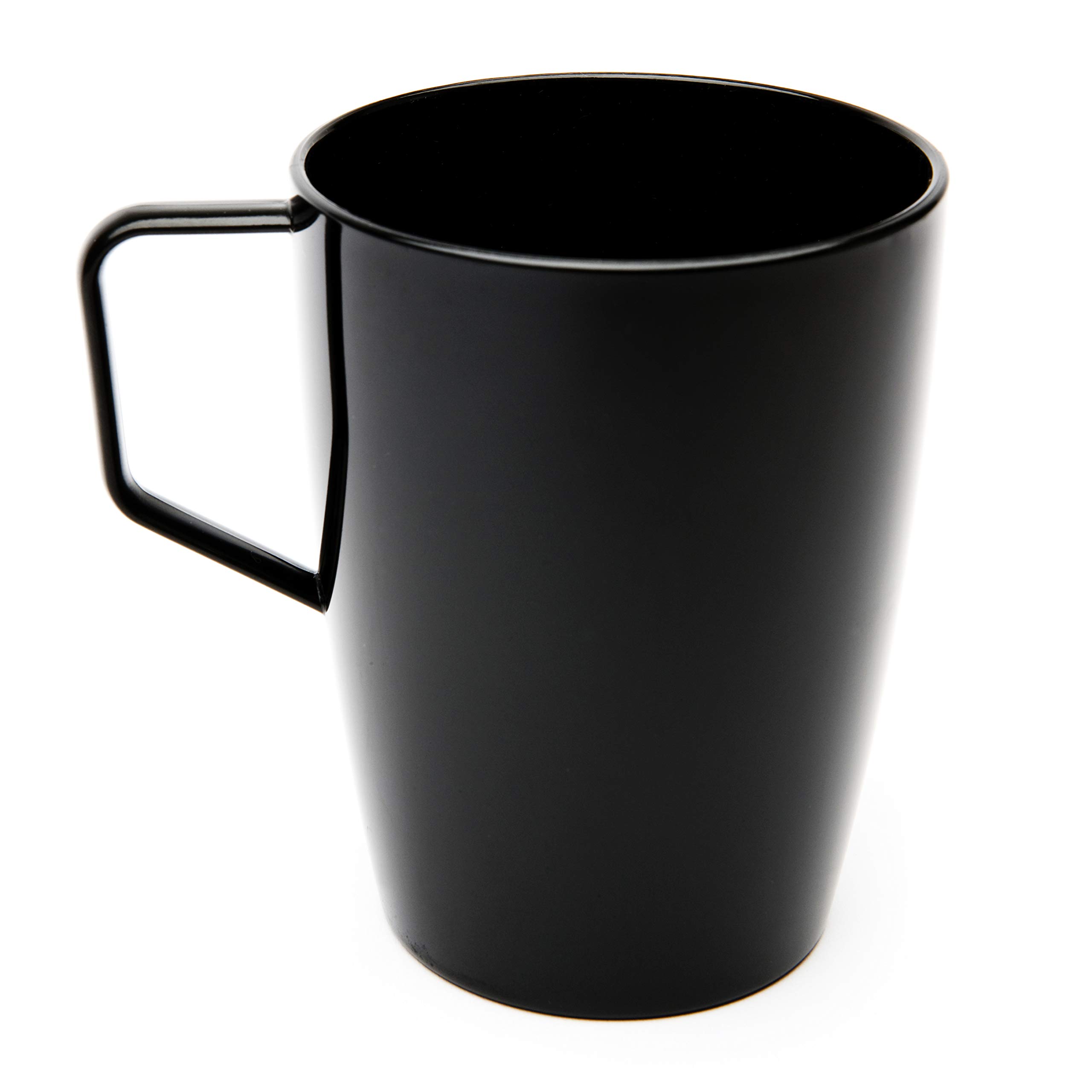Harfield Black Beakers Mugs with Handle 280ml Pack of 4 Unbreakable Reusable Polycarbonate Plastic