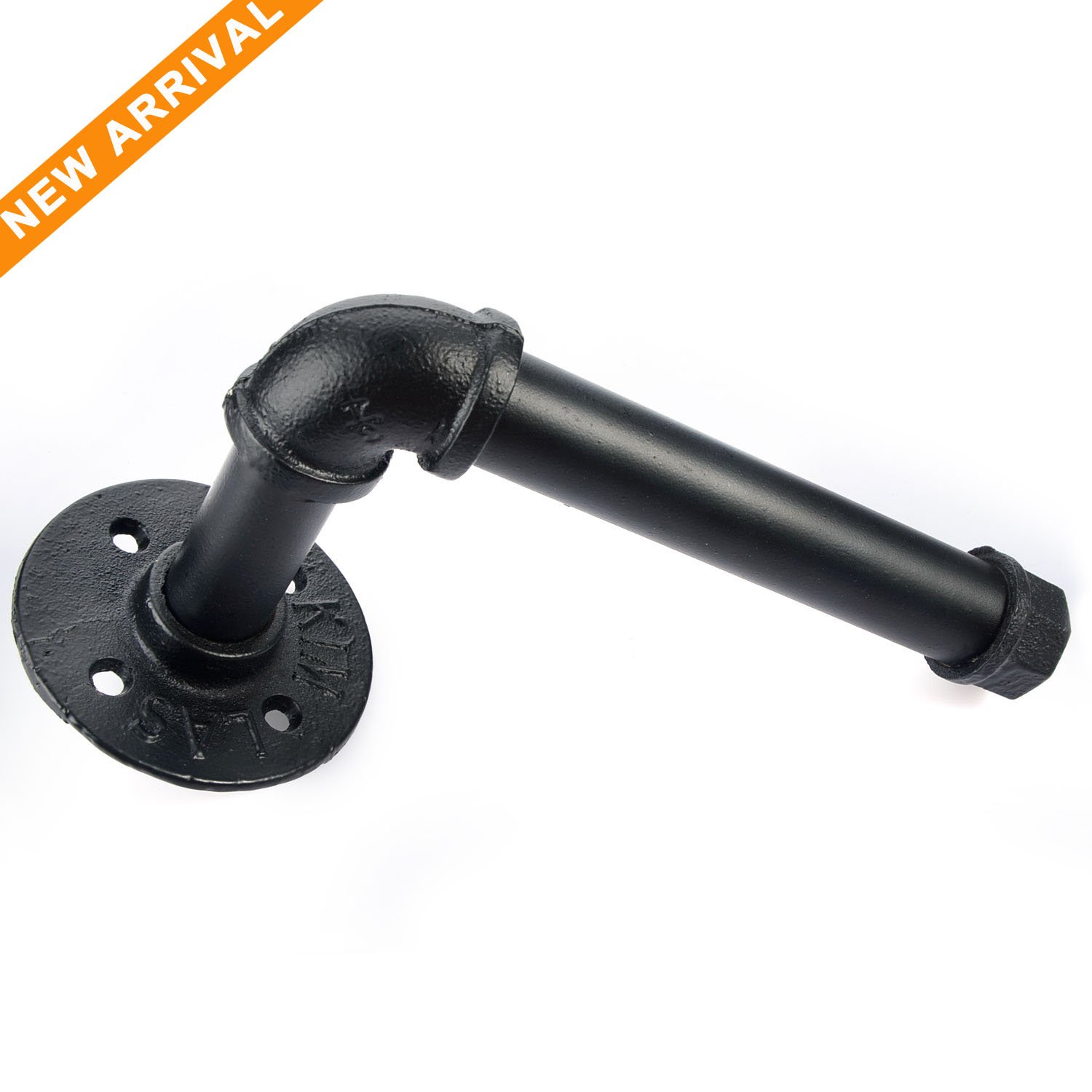 Toilet Paper Holders, Industrial Iron Pipe Shelf/ Toilet Tissue Roll Holder - with Wall Mounted Bathroom Shelf - Black