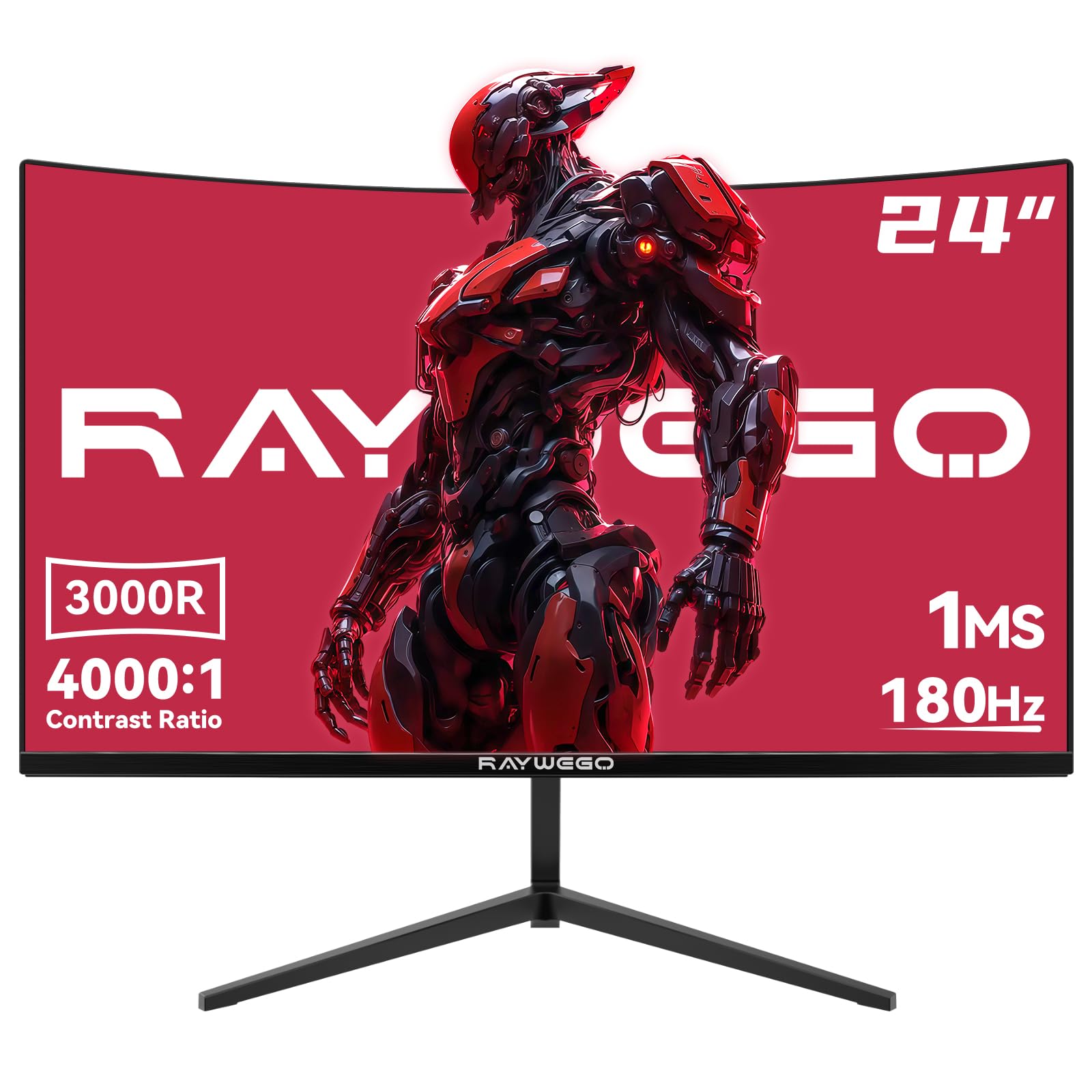 Raywego 24 inch Curved Gaming Monitor 180Hz 1ms,FHD