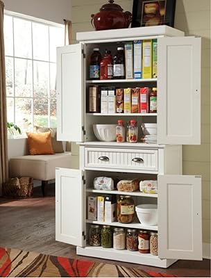Nantucket White Distressed Finish Food Pantry