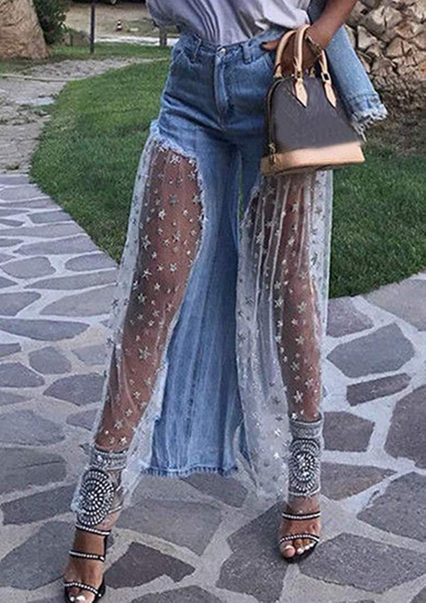 jeans with star mesh