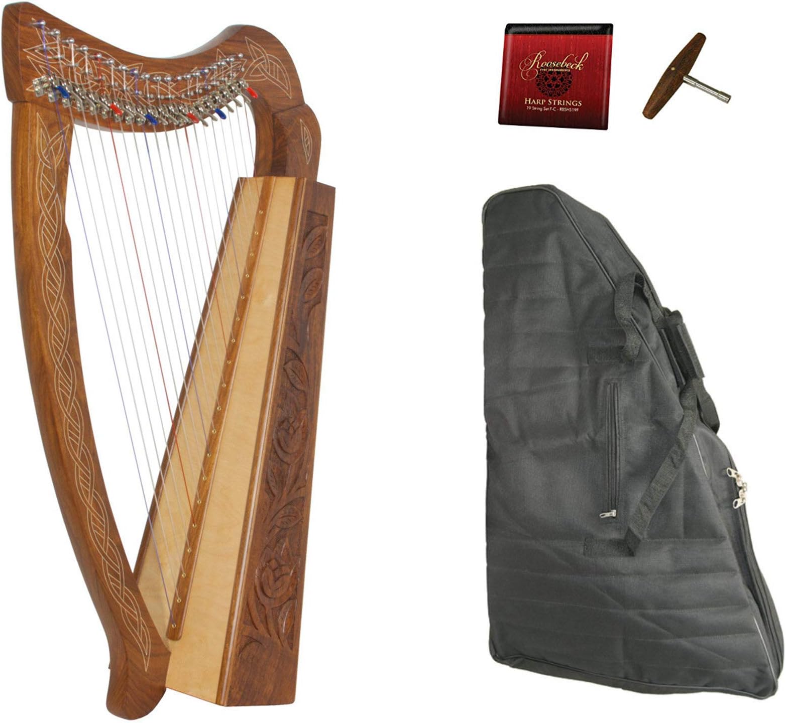 Roosebeck 19-String Pixie Harp w/Chelby Levers + Bag + Extra Strings