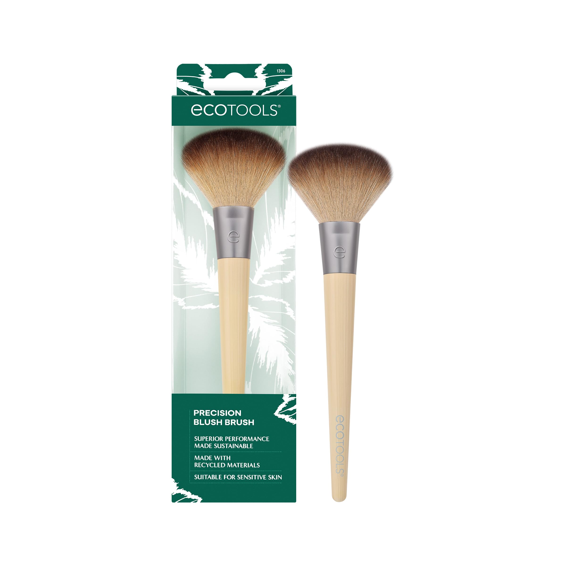 EcoTools Precision Blush Makeup Brush, Cheek Blush Brush, For Loose or Pressed Powder, Also Works With Bronzer, Eco-Friendly Face Makeup Brush, Vegan & Cruelty-Free, Synthetic Bristles