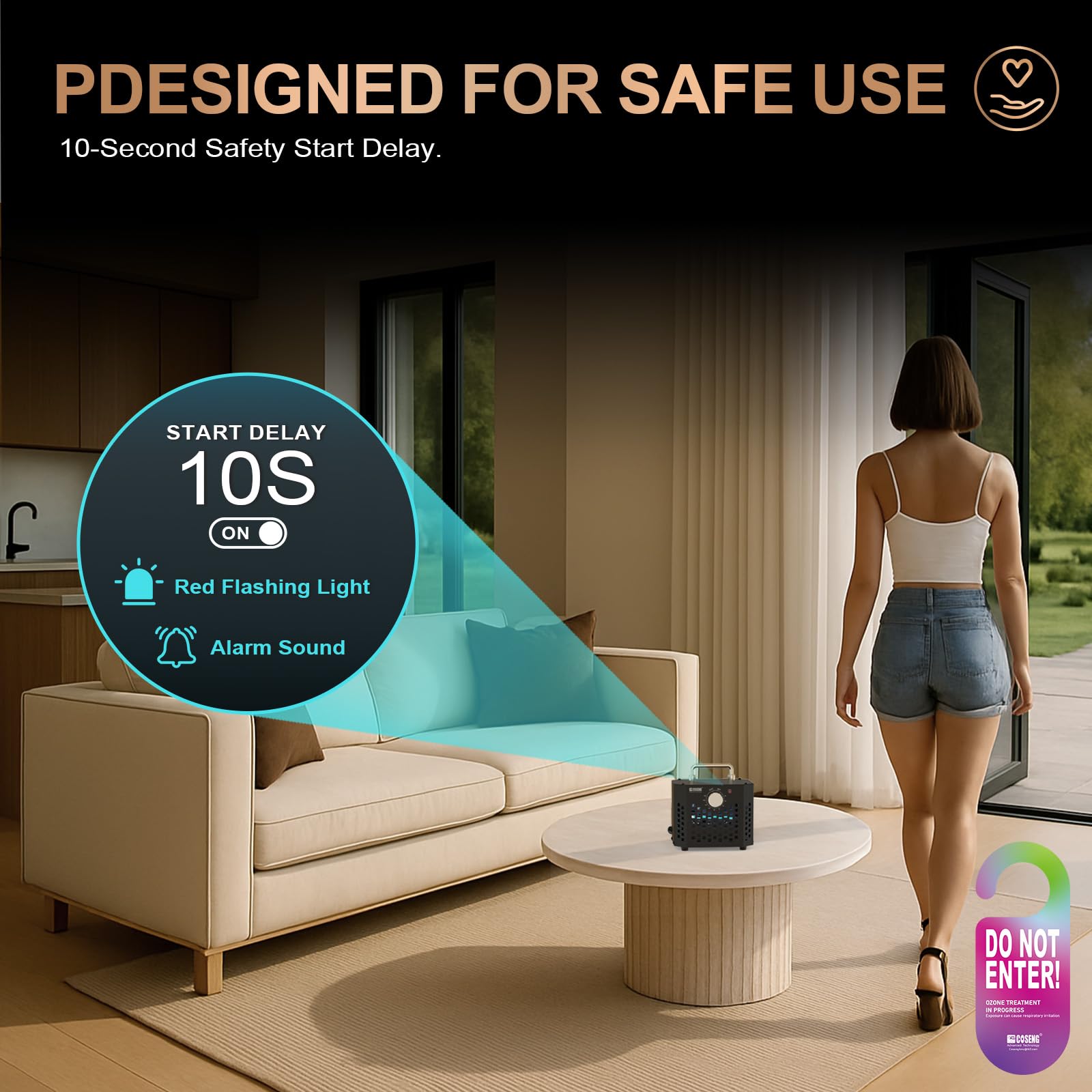 Ozone Generator Car/Home O3 Air Purifier, Ozone Machine Odor Removal and Ozonator up to 1500 Sq.Ft, Powerful Ozone Odor Eliminator for Home, Cars, Basement, Smoke, Pets, Black