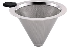 Pour Over Coffee Filter Dripper, Stainless Steel Metal Cone Drip Coffee Filter, Paperless and Permanently Reusable, Eco-Frien