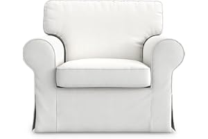MASTERS OF COVERS Ektorp Armchair 5 Color Cotton Cover for The IKEA Ektorp Chair Slipcover Replacement (Cotton-White)-Not Fit for Uppland Series Sofa.