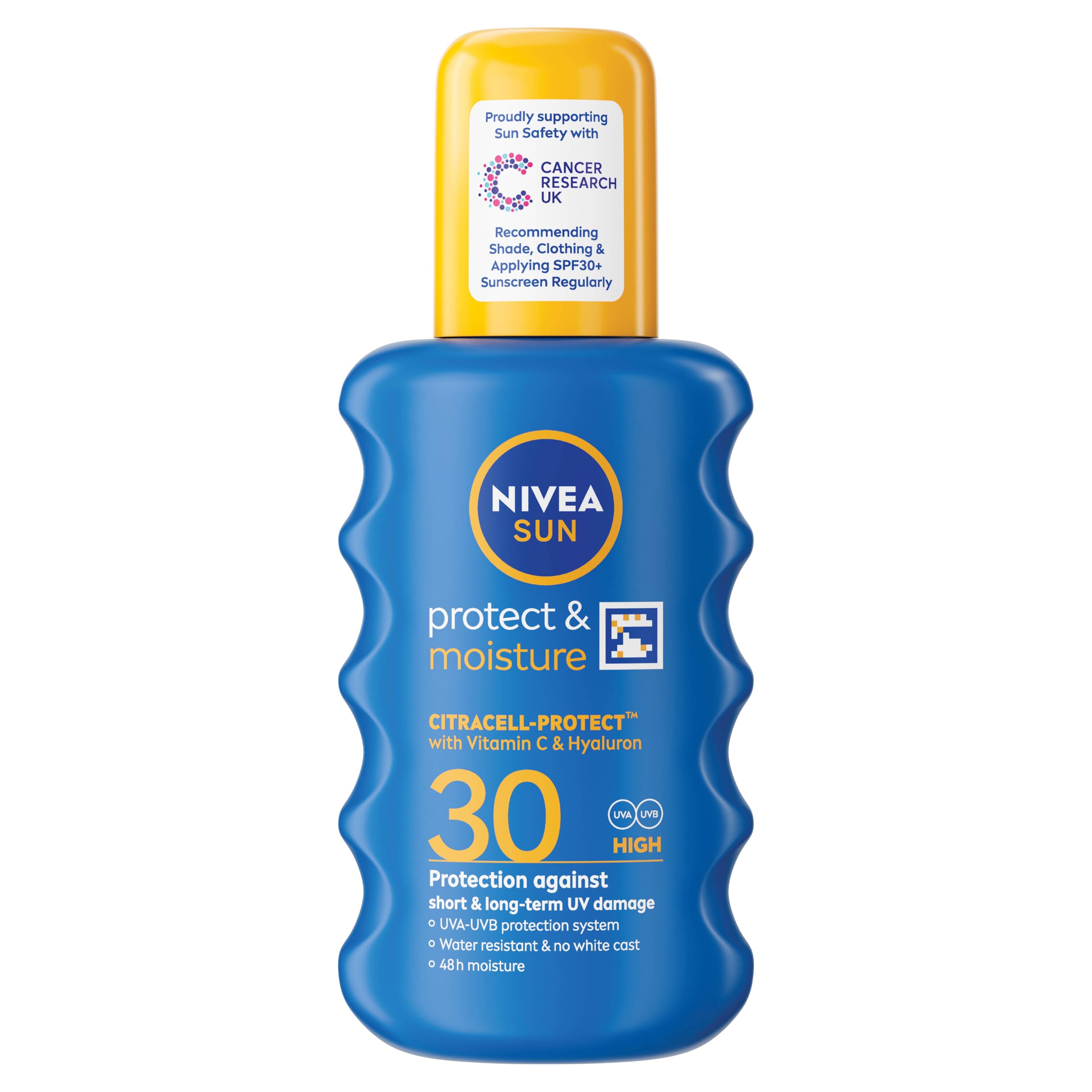 NIVEA SUN Protect & Moisture Sun Spray SPF 30 (200 ml), Moisturising Suncream Spray with SPF 30, Advanced Sunscreen Providing Immediate UVA + UVB Protection, Fast-Absorbing No White Cast Formula