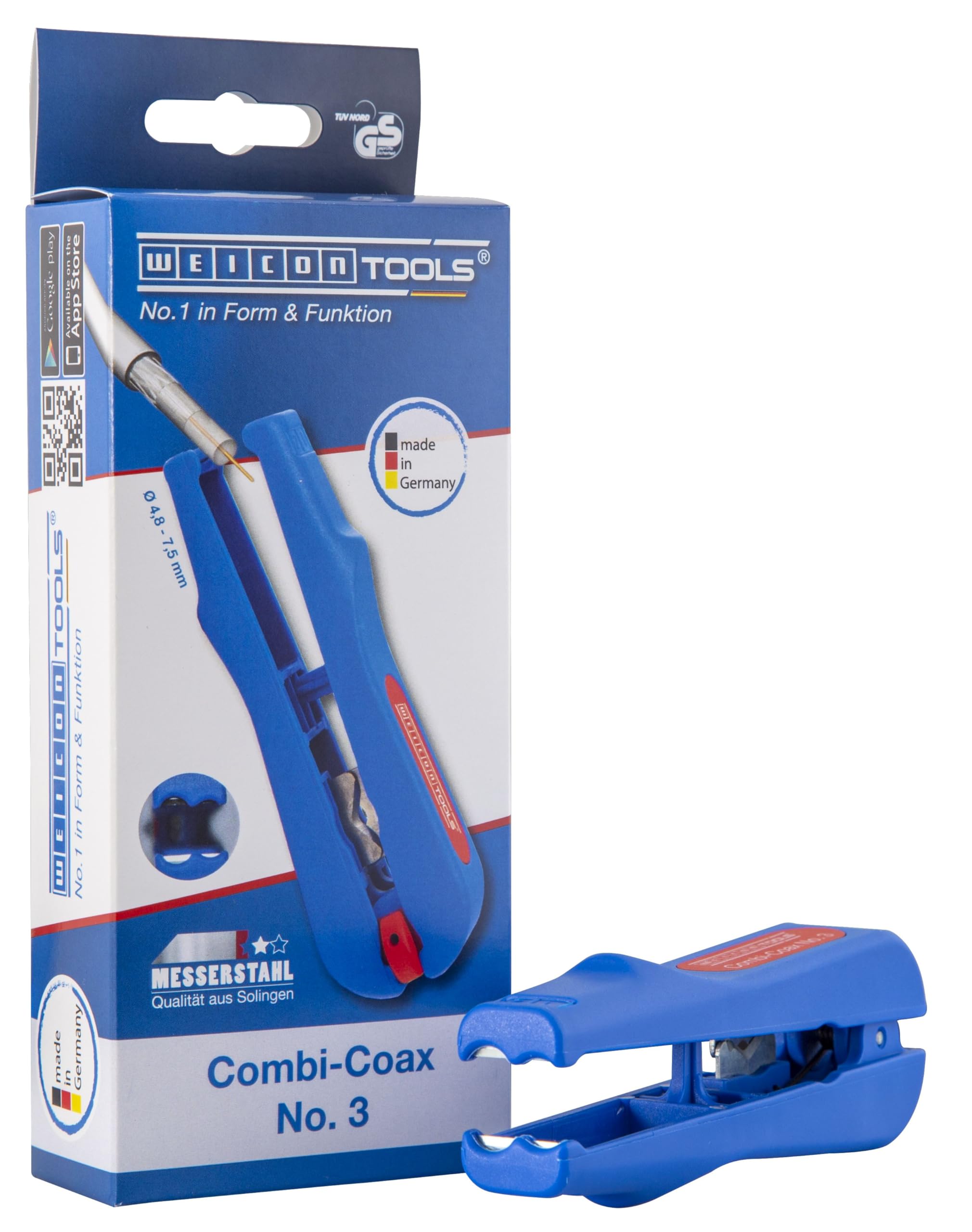 WEICON 52000003 Combi-Coax No. 3 Wire Stripper for Antenna and Transmission Cables, Blue-Red, 125mm