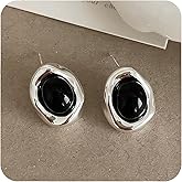 Genuine Small Black Onyx Stud Earrings for Women, Hypoallergenic Stud Earrings with Sterling Silver Posts, Handmade Minimalist Onyx Jewelry