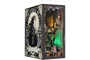 TOYQI DIY Book Nook Kit, 3D Wooden Puzzle Dollhouse DIY Miniature House Kit with LED Light, Bookshelf Insert Decoration Bookend Booknook Kit for Adults (Tarot Divination Society)