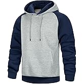 Fiuxzie Mens Hoodies Pullover Color Block Long Sleeve Fleece Hooded Sweatshirt