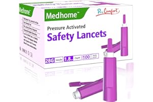 Medhome Pressure Activated Safety Lancets, 100 Count, Sterile, Single Use and Gentle for Comfortable Testing(28 G)