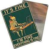 Funny Office Gifts It'S Fine I'M Fine Everything Is Fine Skull Decor Gothic Office Decor Man Cave Decor Accessories 8x12Inches Tin Signs Vintage