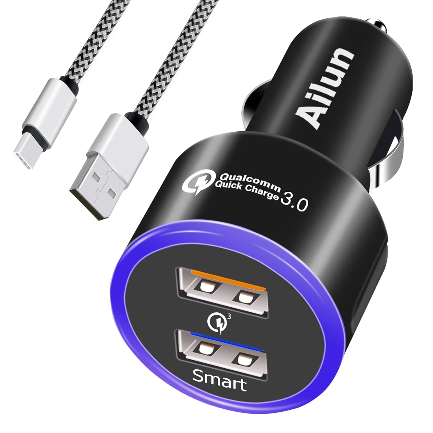 Fast Car Charger Quick Charge 3.0 Adapter with 1M TypeC Cable eBay