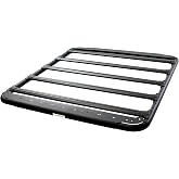 Go Rhino SRM 500 Flat Platform Roof Rack &amp; Clamps | Aluminum, Textured Black, L: 55" x W: 52" | 5935055T | Mounts to Most Cross Bars