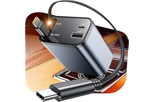 Temdan Retractable Car Charger, 4 in 1 Fast Charger USB C Car Truck Accessories, Travel Essentials for Christmas Day Gifts for Women Men, Car Accessories for iPhone 17 Pro Max Air 16 15 14 Plus,Galaxy