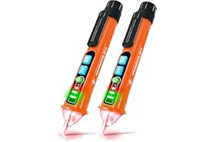 Voltage Tester, X-XIANQI Non Contact Voltage Tester Detector, Electric Electricity Tester Pen, Dual Range 12V-1000V/48V-1000V, Live Wire Tester with LED Flashlight, Buzzer(2 Pack Orange)
