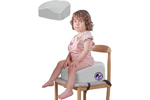 Babelio Ergo-Designed Booster Seat for Kitchen Chair, Promote Proper Upright Posture, Toddler Booster Seat for Dining Table, Removable & Washable Cover, Suitable for 18 Months to 5 Years, Grey