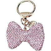 GIKILEE Rhinestone Bow Keychain Christmas Valentine's Day Shining Cute Sparkling Key Rings Women Purse Bag Accessories