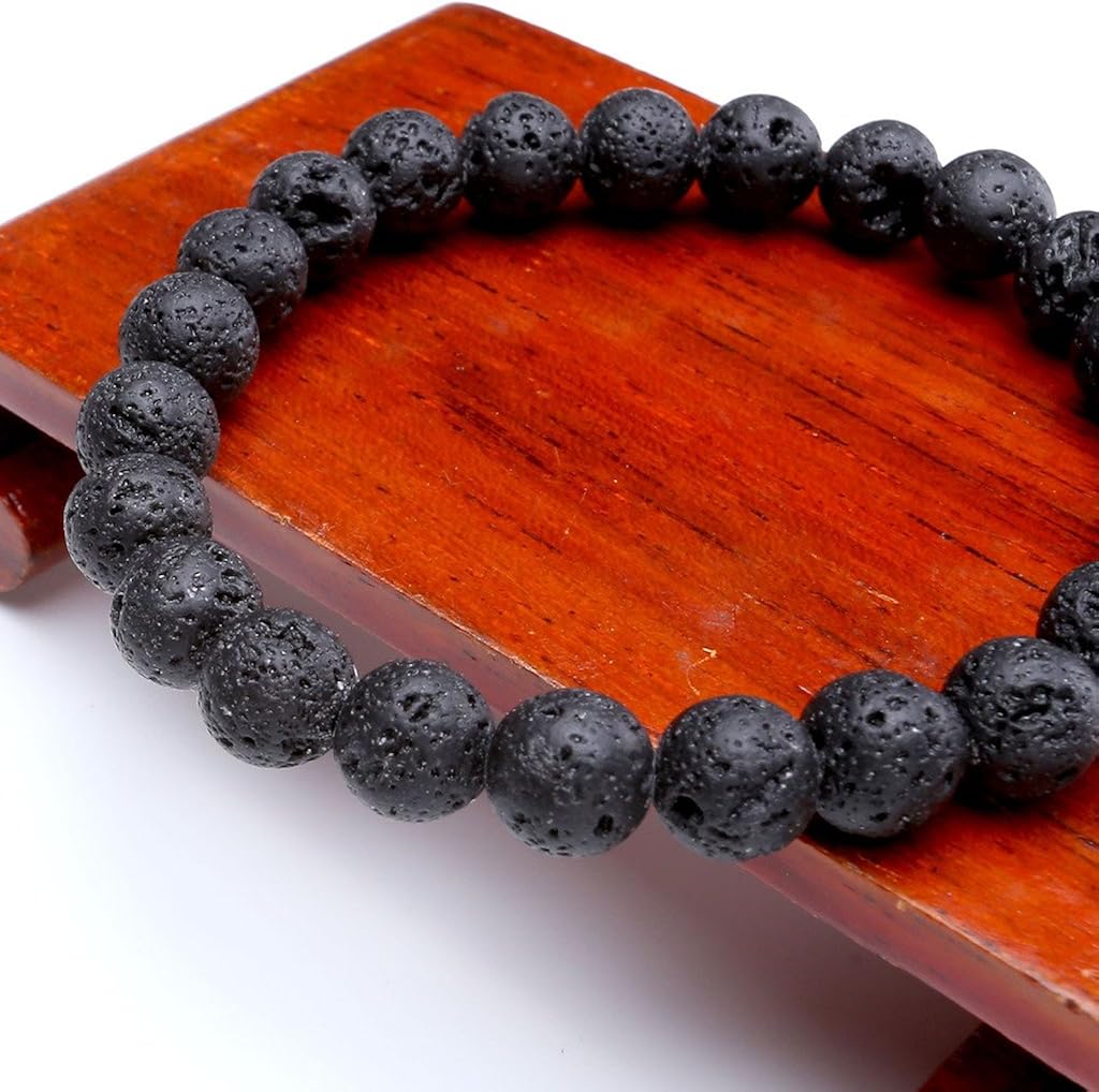 Jovivi Lava Rock Beads Anxiety Bracelet for Men Women Natural Semi Precious Gemstone Healing Crystal Reiki Essential Oil Diffuser Bracelet Yoga Meditation Jewellery Gifts - Image 4