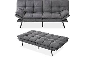 Opoiar Futon Couch,Convertible Futon Sofa Bed,Memory Foam Sleeper Sofa,Adjustable Modern Loveseat,Futon Sets, Sofa Bed for Compact Living Room,Apartment,Office,Grey