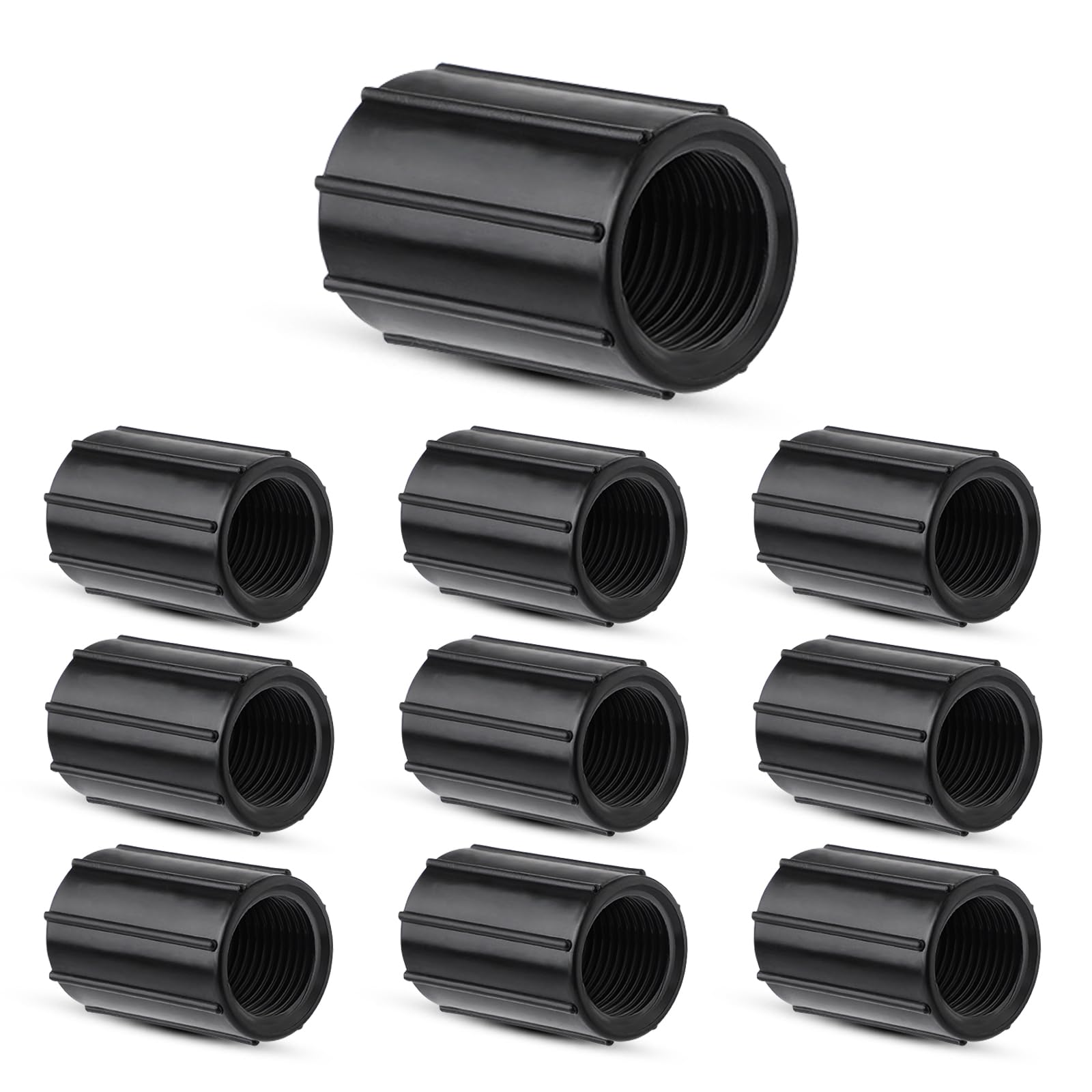 PEUTIER 10pcs 1/2 Inch Female Threaded PVC NPT Connector, Double Female Thread Coupling Sprinkler Irrigation System Accessories for Yard Lawn Garden
