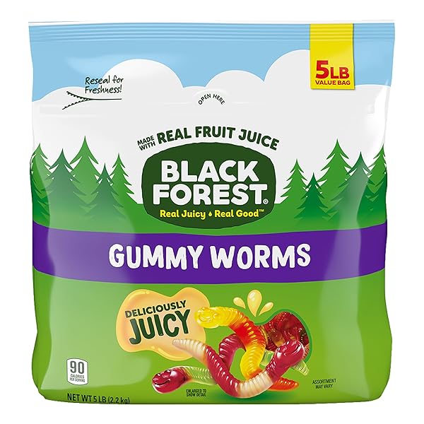 BLACK FOREST GUMMY WORMS CANDY, MADE WITH REAL...