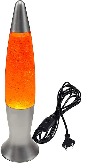 Dekoleuchte mit Glitter 230V Kabel mit Schalter 40cm inkl. Leuchtmittel Orange/Silber