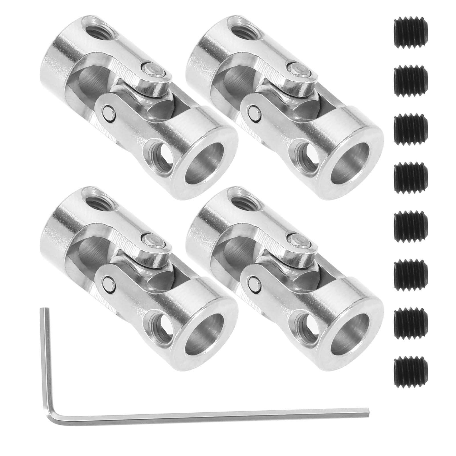 SG Store 4Pcs 6mm to 6mm Metal Shaft Coupling Universal Joint Shaft Coupling Flexible Coupling Connector Accessories for Model Car Ships Robots
