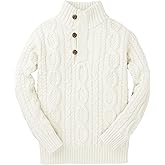 Mock Neck Cable Sweater with Buttons