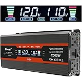 Cantonape 1000W/2000W(Peak) Car Power Inverter DC 12V to 110V AC Converter with LCD Display Dual AC Outlets and Dual USB Car Charger for Car Home Laptop Truck (Black)