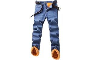 Jeans for Men Winter Fall Casual Breathable Fleece Thicken Lined Jeans Thermal Warm Loose Fit Business Denim Pants