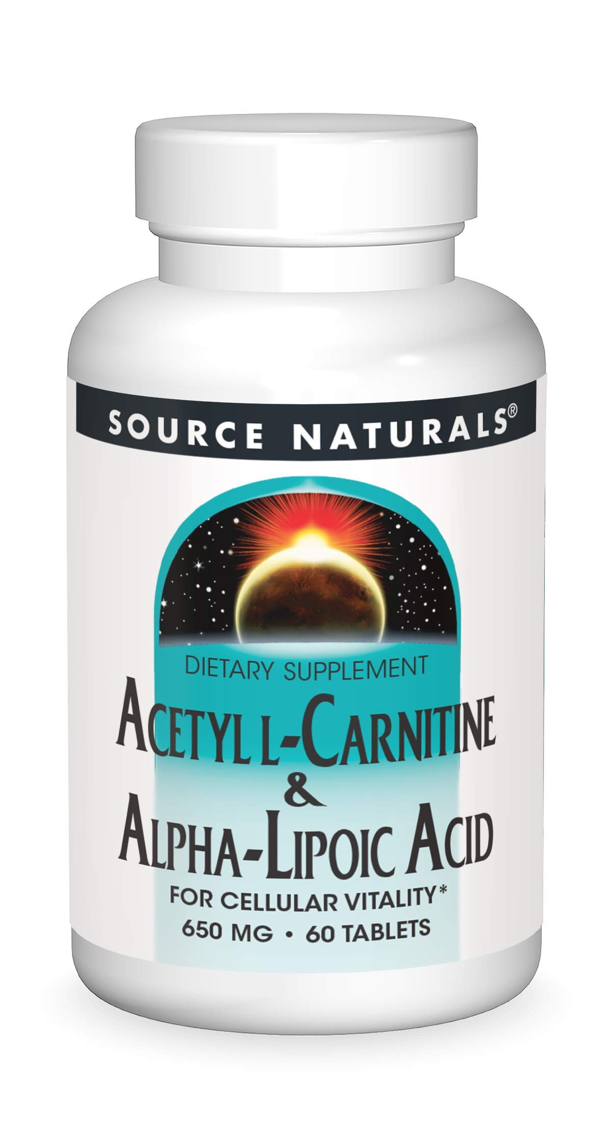 Source Naturals Acetyl LCarnitine and Alphalipoic Acid, 650mg, 60
