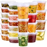 Lamosi 60 Sets Deli Containers With Lids, 8/16/32 Set  20 Each BPA Free | Airtight Plastic Food Storage Container, Stackable 