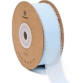 Vitalizart 1" x 30 Yd Chiffon Ribbon Baby Blue Silk Like Handmade Fringe Fabric Ribbons for Wedding Invitations Bridal Bouquets Party Decoration Gift Wrapping Bow Making
