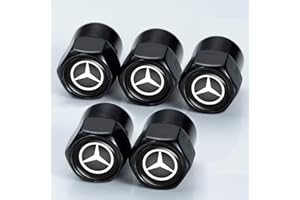 ASGKEB for Mercedes-Benz A C E S Series GLK CLA GLA GLC GLE CLS SLK S350 S300 S450 S600 S500 E300 E350 E450 Logo Shape Valve stem caps (5Pcs) Black Car Cover Valve stem Replacement Accessories