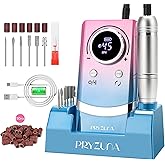Electric Nail Drill Professional 45000RPM, Portable Cordless Nail File for Acrylic & Gel Nails, Rechargeable E-File Machine with 7 Drill Bits, 56 Sanding Bands & Base, for Salon or DIY Home (Gradient)