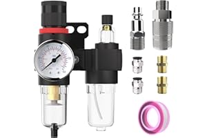 CNZG PNEU Air Pressure Regulator NPT 1/4 Inline Compressor Water Separator Pneumatic Filter with Gauge Parts Compressed AFC2000+US Brass Kit