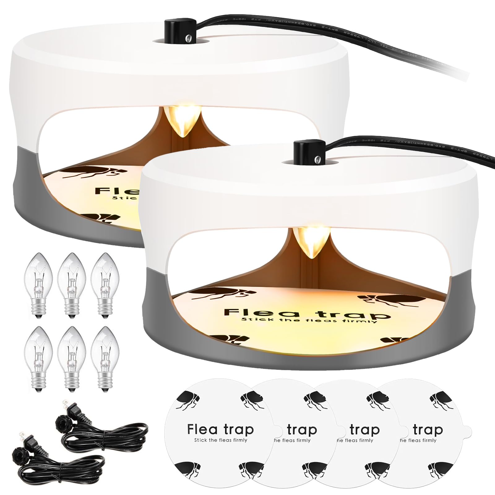 Photo 1 of Flea Traps for Inside Your Home 2 Packs, Flea Trap for Indoor, Bed Bug Killer with Sticky Pads & Light Bulb Replacement, Natural Flea Infestation Treatment