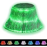 lumisonata LED Rave Bucket Hat Light up Fisherman Cap 7 Colors Glow in the Dark Party Hats USB Rechargeable EDM Festival Gear