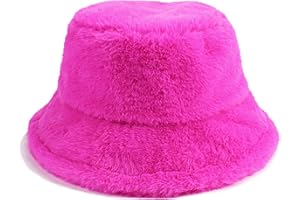 VOILIPEX Winter Fluffy Fuzzy Bucket Hat Plush Furry Faux Fur Fisherman Hats Warm Hat for Women